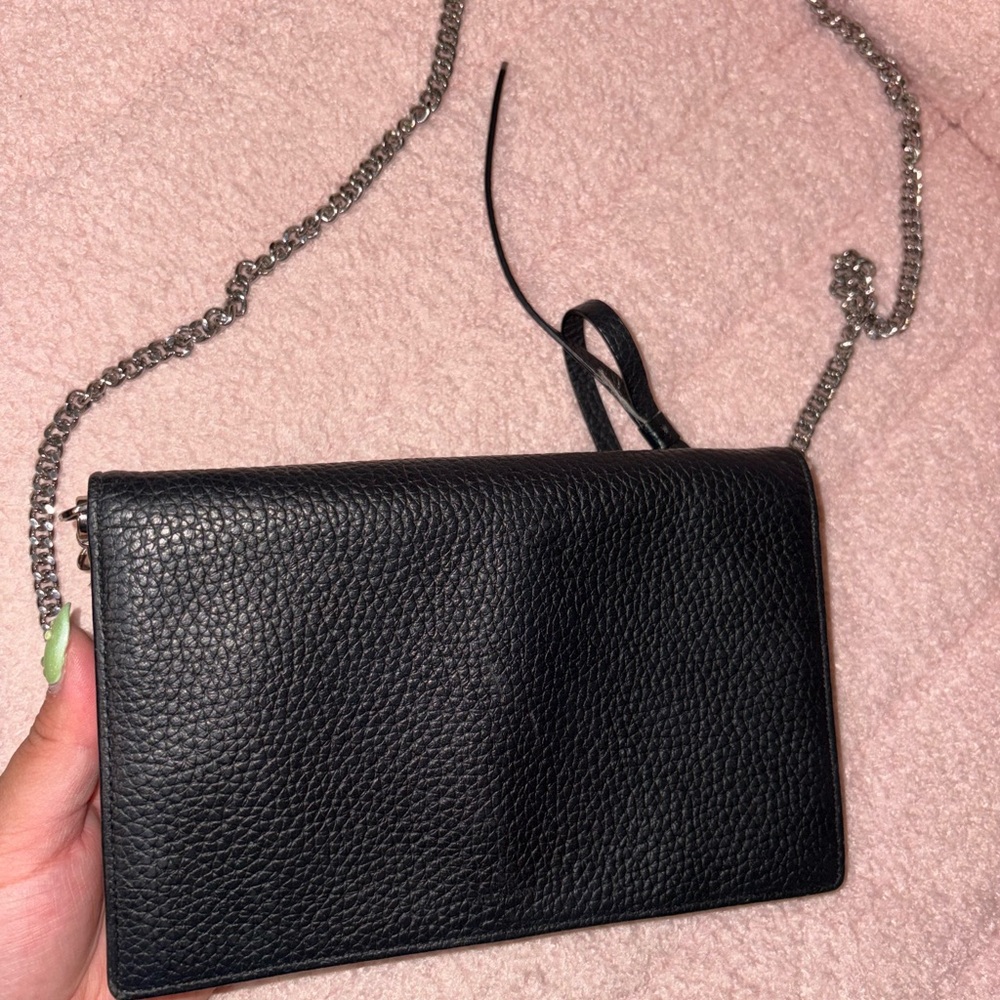 All Saints Black Leather Fetch Chain Wallet
